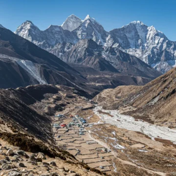 A view of Pheriche village with himalaya