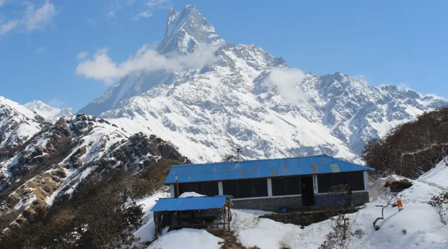 View of Mardi and Machhapuchhre from High Camp