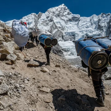 On way to Everest base camp from Ghorakshep