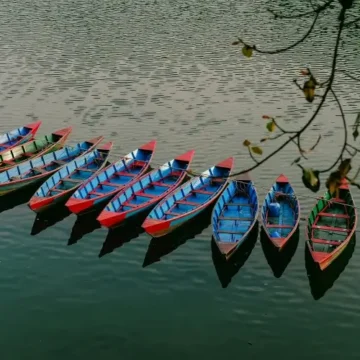 Boats sailing at Phewa Lake Pokhara