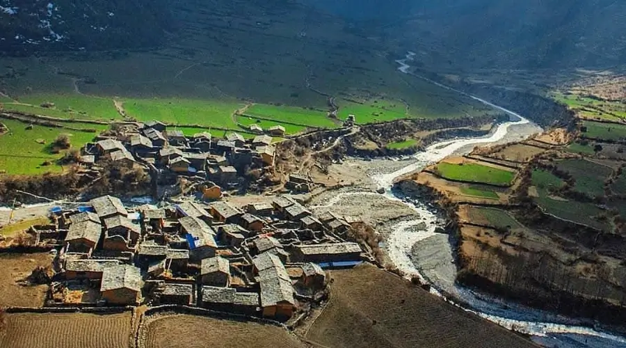 Chule Village on the way to Tsum Valley