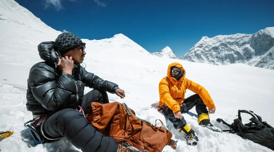 Climbers discussing at Island Peak Summit