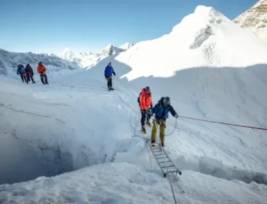 Crossing ridges on Island Peak Climb