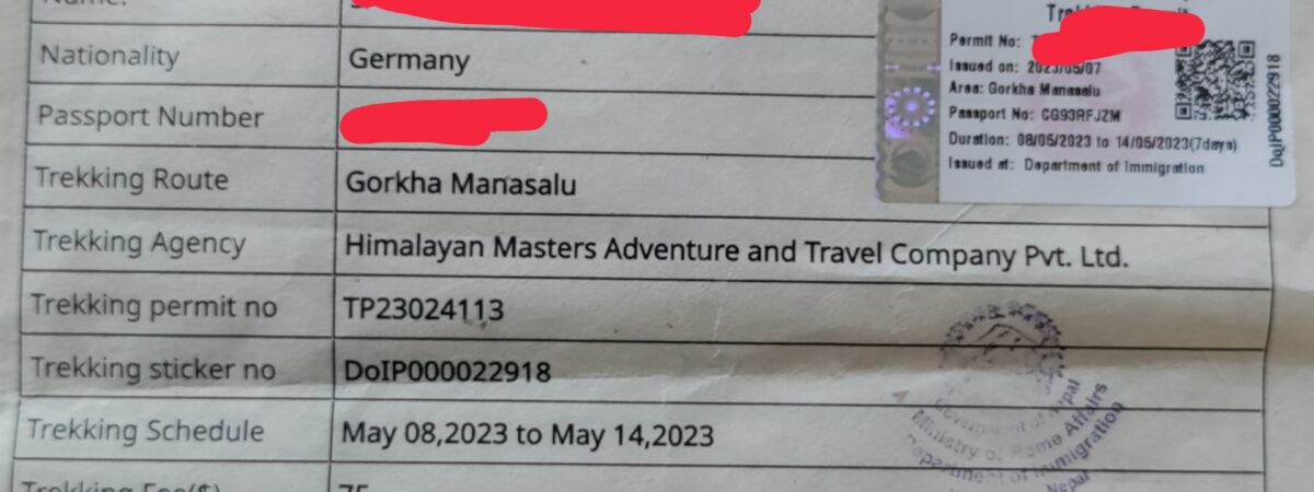 Manaslu Trek permits