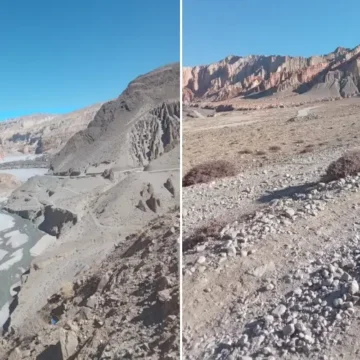 Kali Gandaki River on the left and Mustang Highway on the right