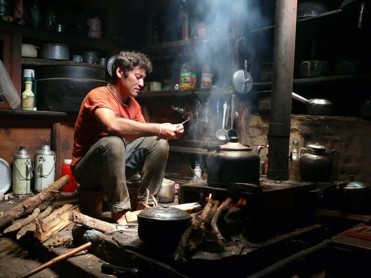 Kitchens in the teahouses during the Manaslu Circuit Trek