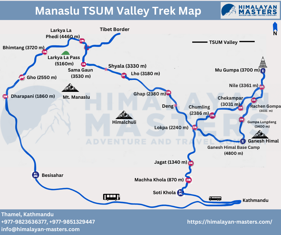 Manaslu Tsum Valley Trek Map