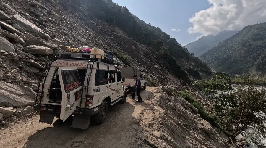 Private jeep during the Kanchenjunga Circuit Trek