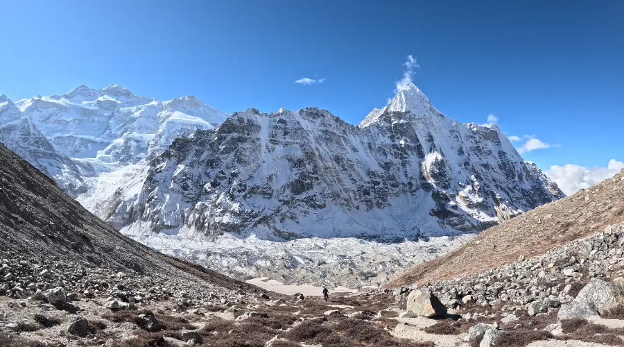 Rugged terrain and mountains seen during the Kanchenjunga Circuit Trek