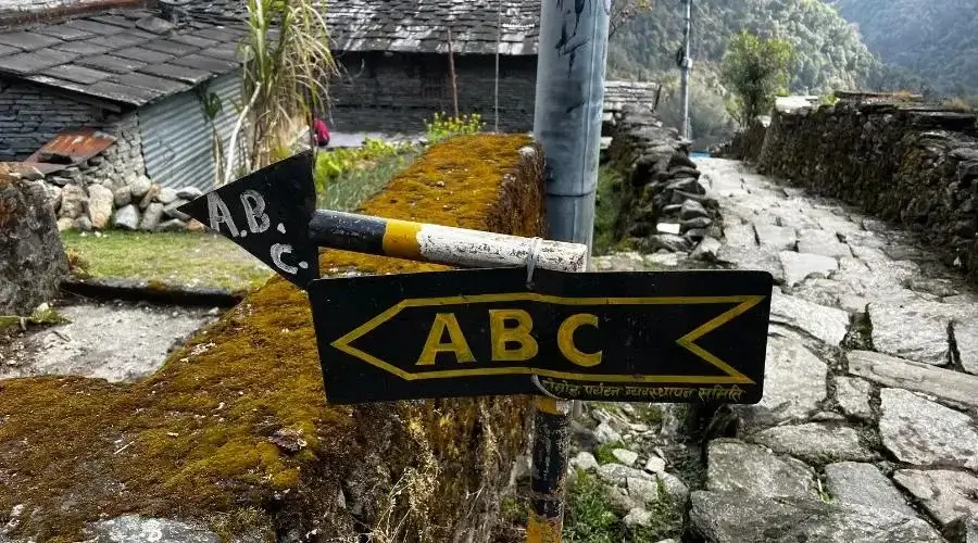 Sign board at ABC Trek