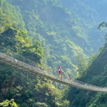 Suspension bridge in Tsum valley trek