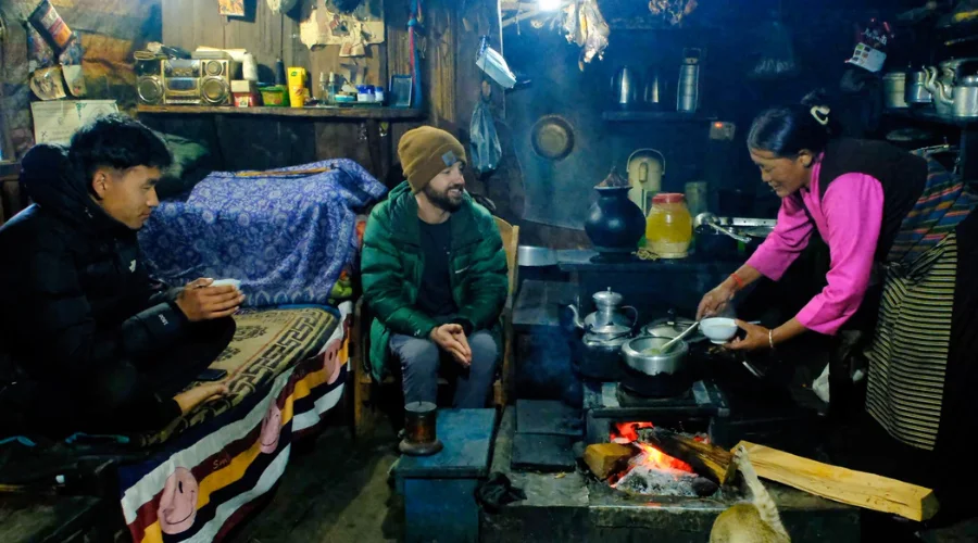 Teahouse kitchen at Kanchenjunga Circuit Trek