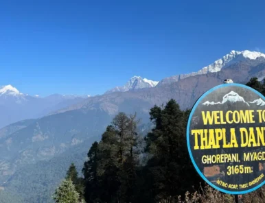 Thaple Danda Sign board at Ghorepani