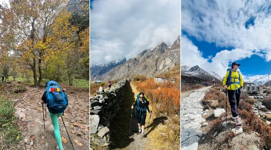 Trekker trekking on Tamang Heritage Trail