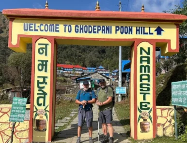 Trekkers at Ghorepani Poon Hill gate