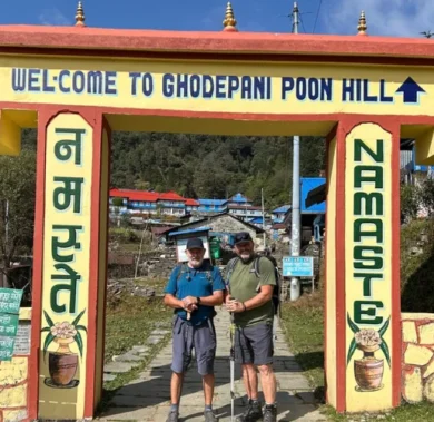 Trekkers at Ghorepani Poon Hill gate