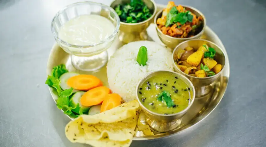 Typical Nepali food during the Langtang Valley Trek.