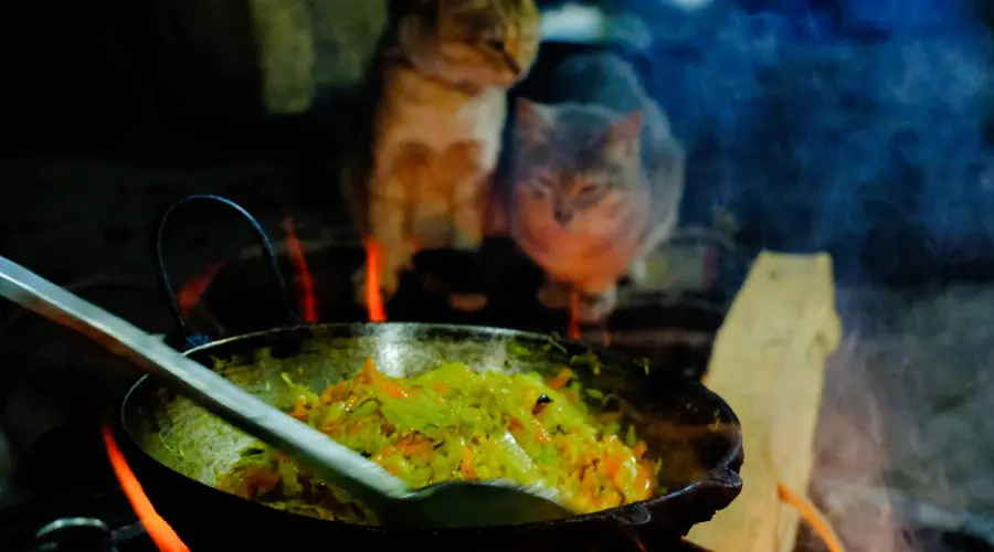 Veg curry being prepared in the teahouse for Kanchenjunga Circuit Trek food