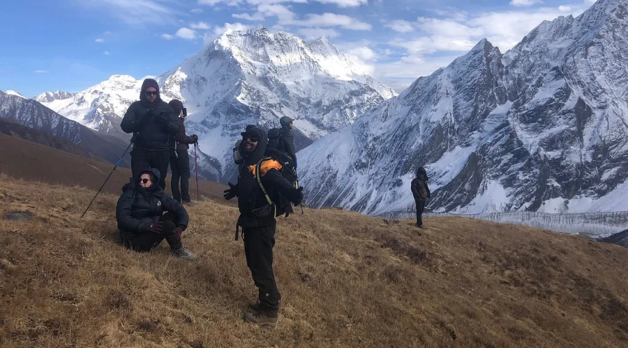 Climbers resting on the way to Island Peak Climb