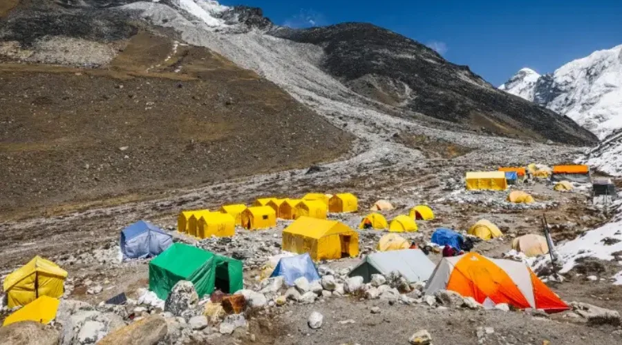 Island peak Base Camp tents many colored