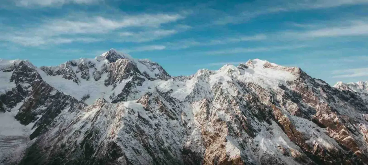 A view of mountains seen during the Moun EBC helicopter tour