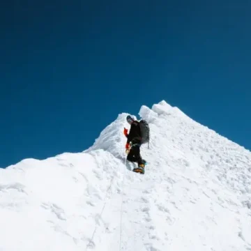 Climber at peak Climbing in Nepal