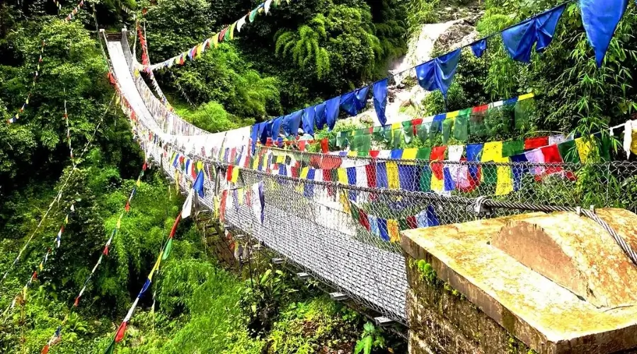 A suspension bridge on the Helambu Trek