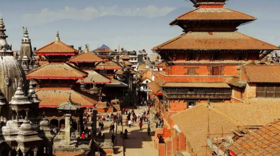 Traditional pagoda-style temples in Kathmandu Durbar Square