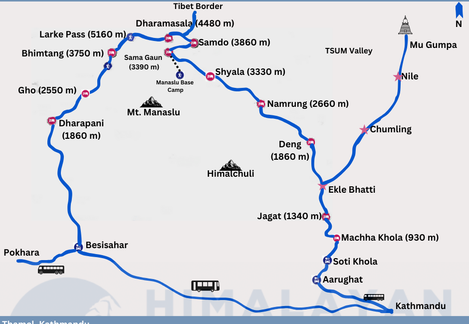 Manaslu base camp Map 