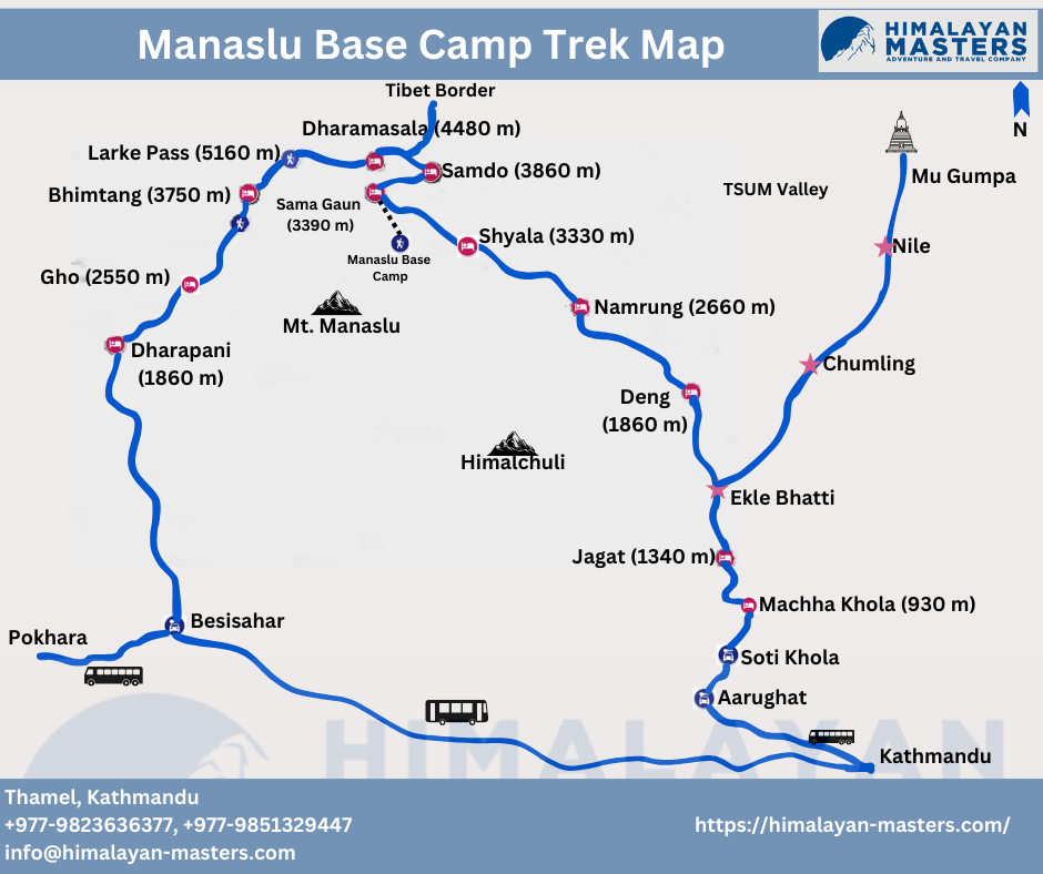 Manaslu base camp Map
