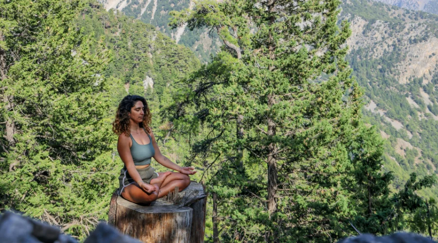 Women meditating peacefully