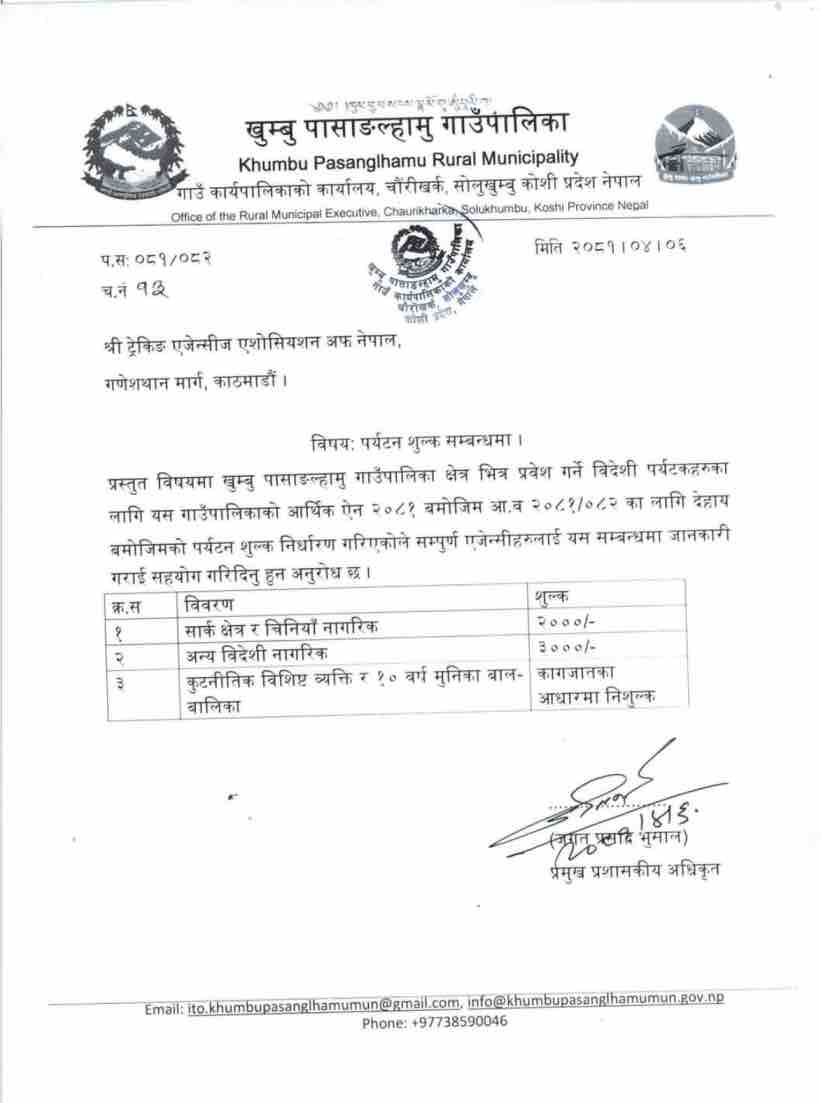 Everest Permit Cost 