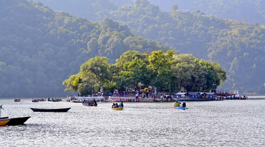 Tal Barahi Temple in the middle of Fewa Lake in Pokhara