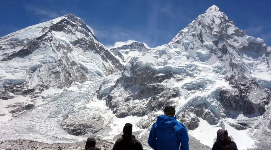 View of Everest, Lhotse, and Nuptse from Pumori mountain