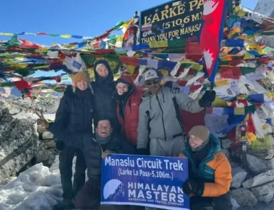 Himalayan Masters clients and guides at Larkya La Pass