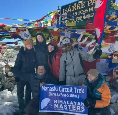 Himalayan Masters clients and guides at Larkya La Pass