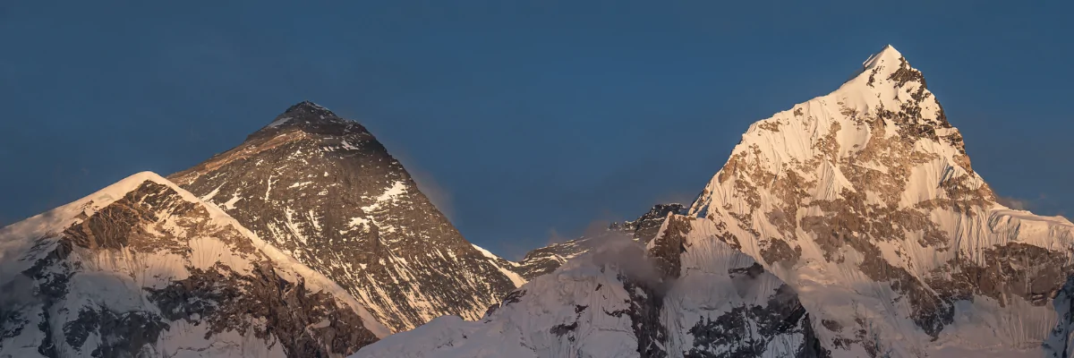 A view of Mount Everest with Nuptse (on the right)