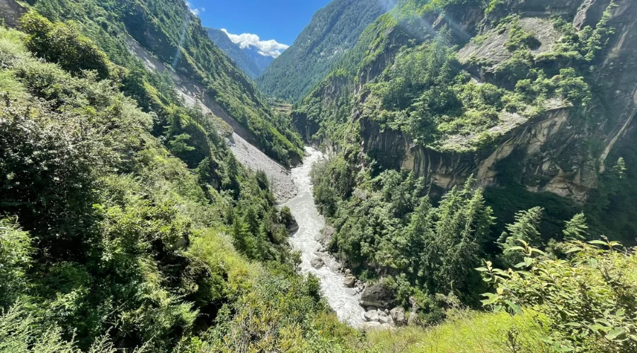 Beautiful greenery and river in Manaslu Region Nepal