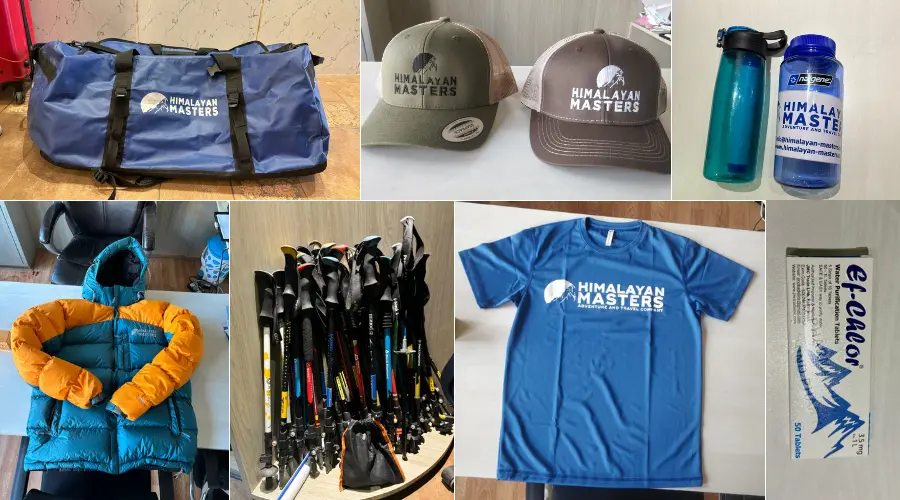 Complimentary trekking gear for the trek from Himalayan Masters