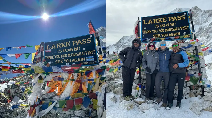 Himalayan Masters' team with trekkers at Larke La Pass