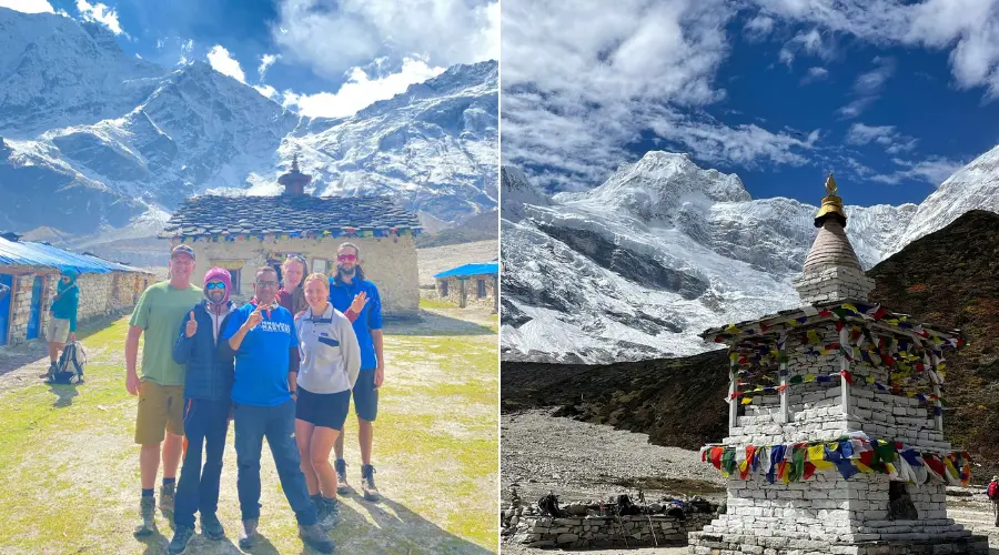 Trekkers and Himalayan Masters' team in Pungyen Gompa