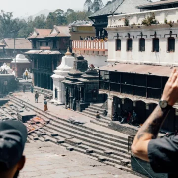 Trekkers exploring Pashupatinath Temple