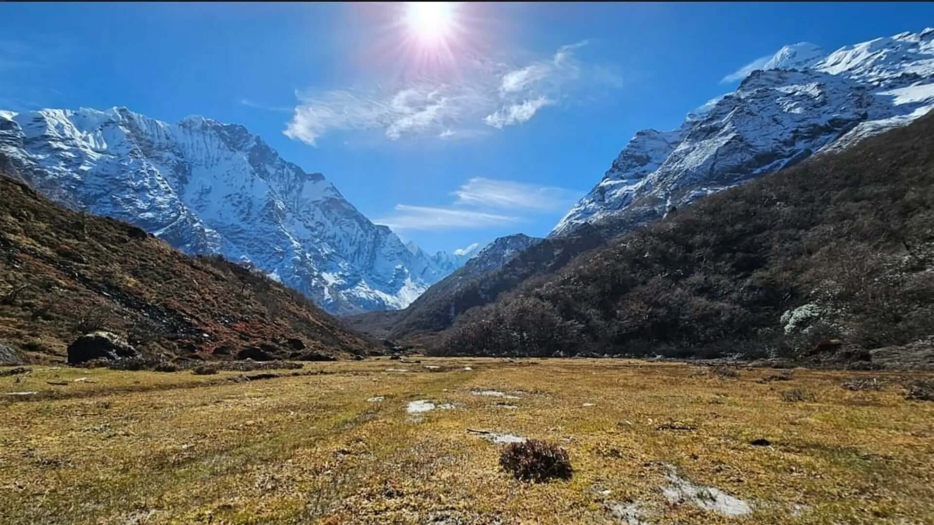 Vast pasture land with a view of the mountain in the background