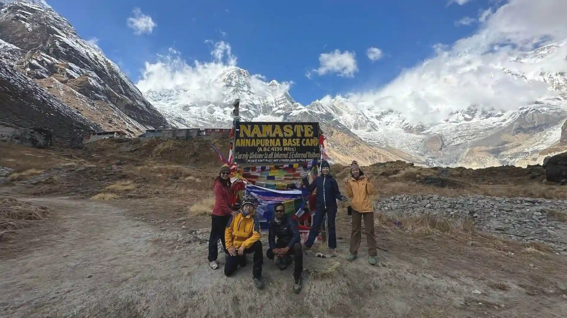 Himalayan Masters team and trekkers at the Annapurna Base Camp