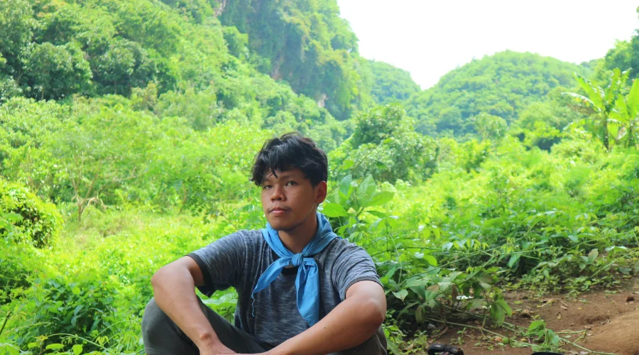 A Boy Taking Rest Out of Fatigue