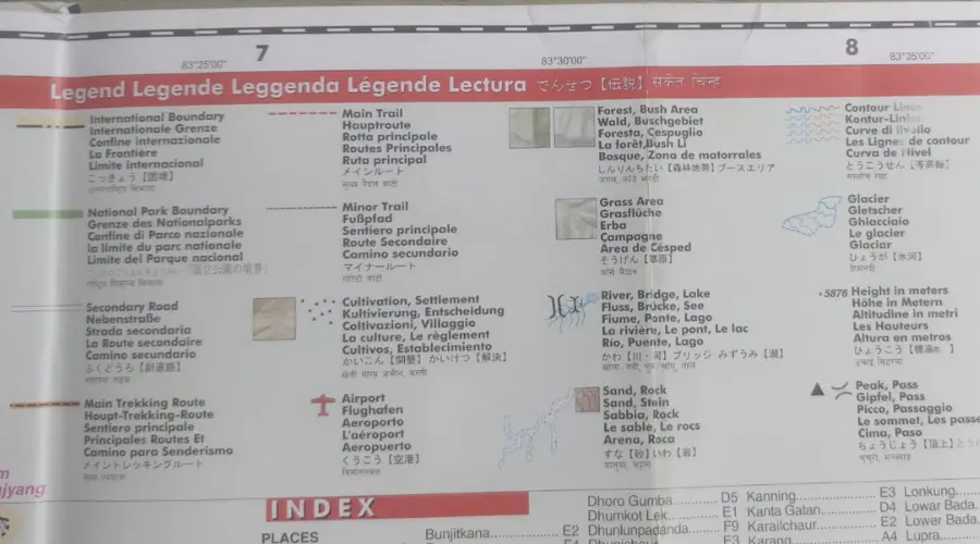 Different legends on a topographic map