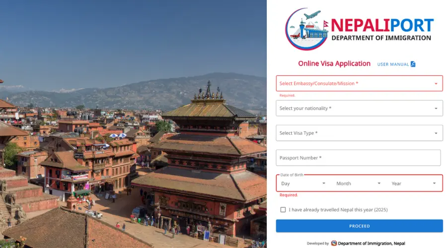 Nepal Visa online application portal