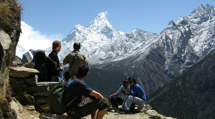 Tired Trekkers Taking Break