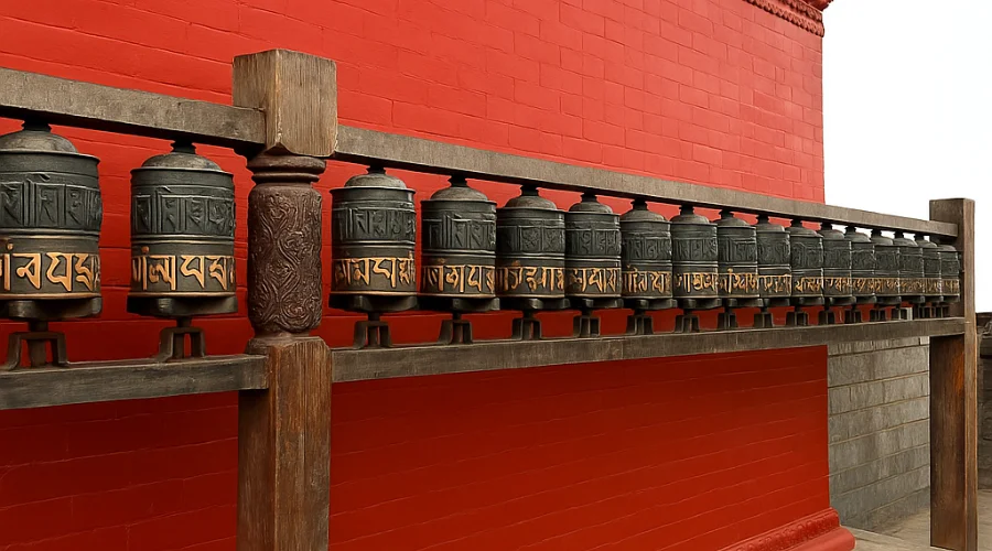 An Image of Prayer Wheel in Swayambhunath Complex