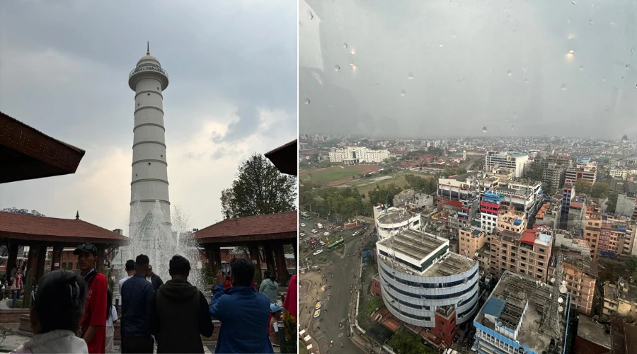 Dharahara and view seen from its top